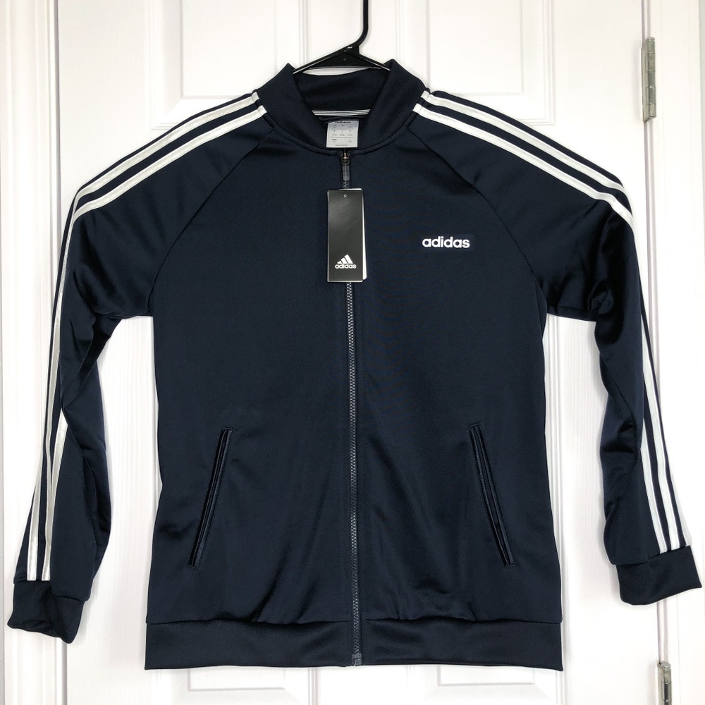Adidas Large Blue Classic 3-Stripe Track Jacket